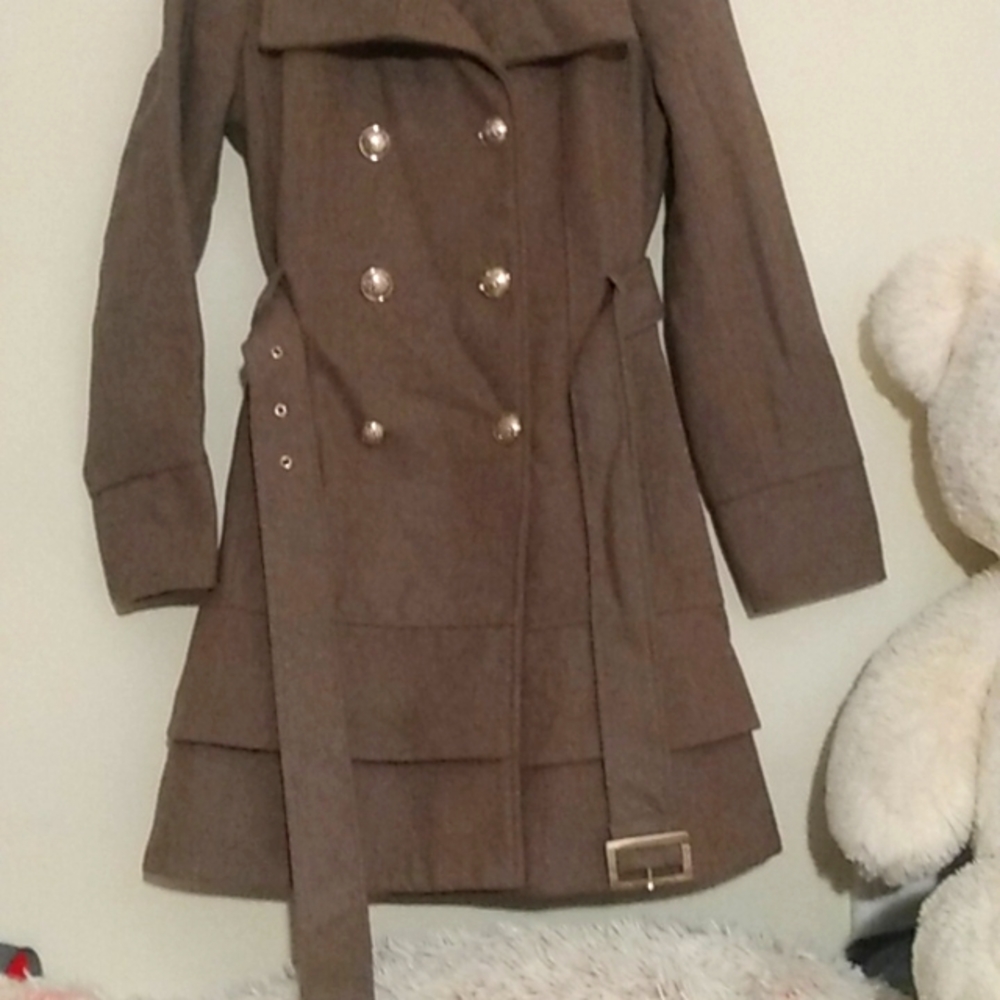 New York & Company heathered brown wool coat medium
